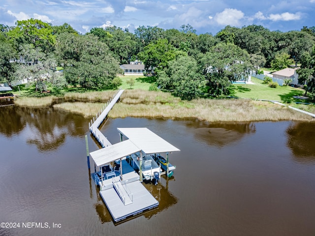 dock area featuring a water view