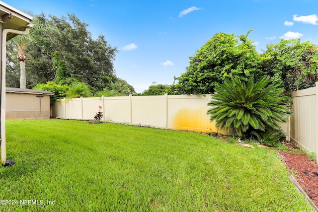 view of yard featuring a fenced backyard