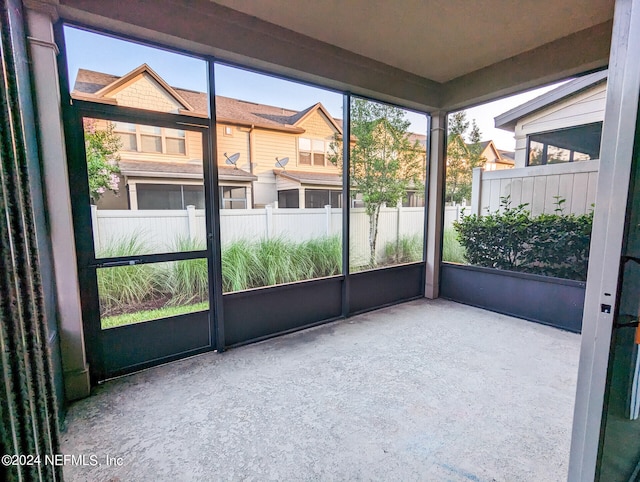 view of unfurnished sunroom