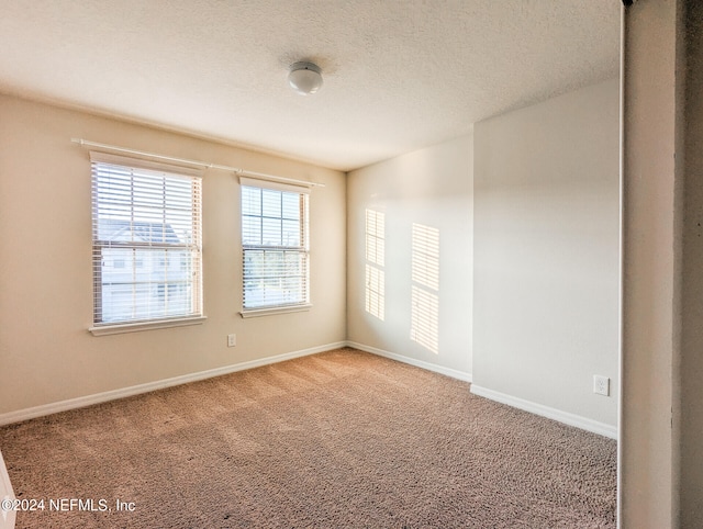 carpeted spare room with a textured ceiling and plenty of natural light