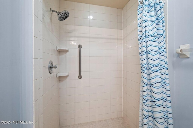 bathroom featuring a shower with curtain