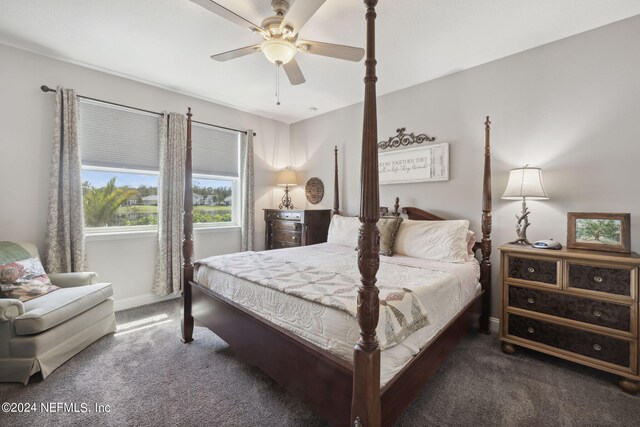 bedroom featuring carpet and ceiling fan