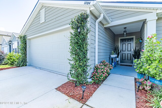 exterior space featuring a garage