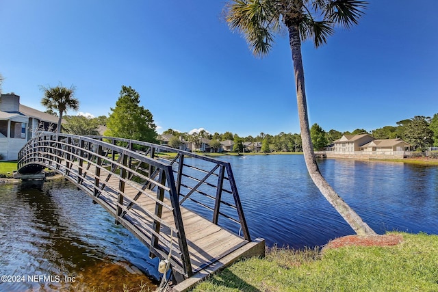 view of dock featuring a water view