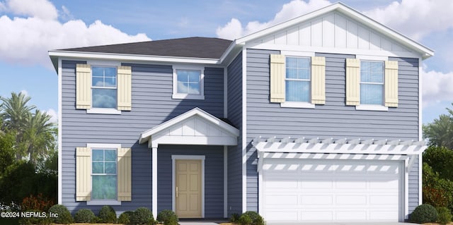 view of front of property with a garage