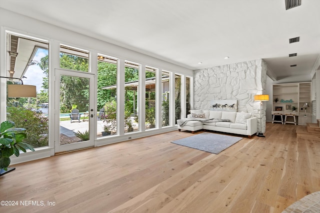 living room with light wood-type flooring