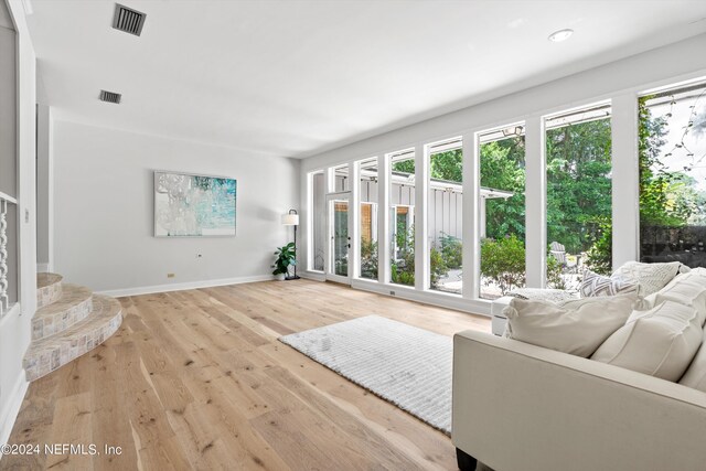 living room featuring light wood-type flooring