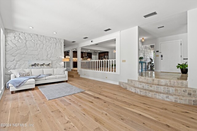 living room featuring light hardwood / wood-style floors