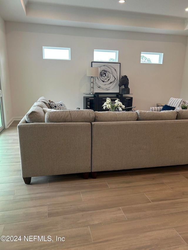 living room with hardwood / wood-style floors