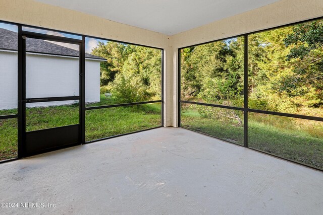 view of unfurnished sunroom