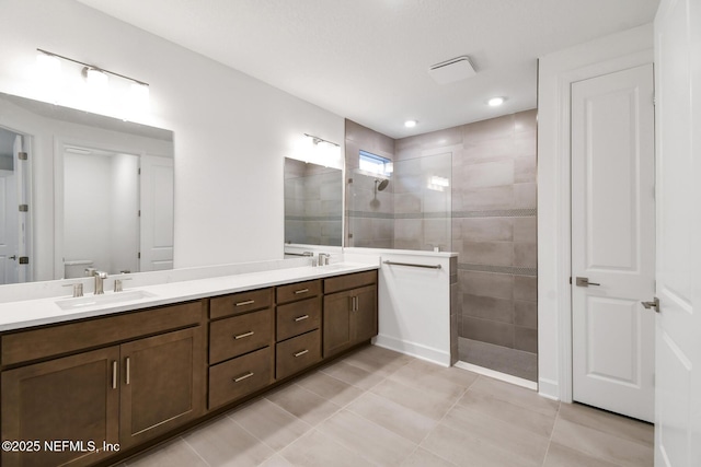 211 Rushing Dr, Saint Augustine, FL 32092 - full bathroom featuring double vanity, walk in shower, and tile patterned flooring