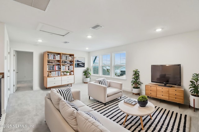 211 Rushing Dr, Saint Augustine, FL 32092 - living area featuring attic access, recessed lighting, and carpet floors