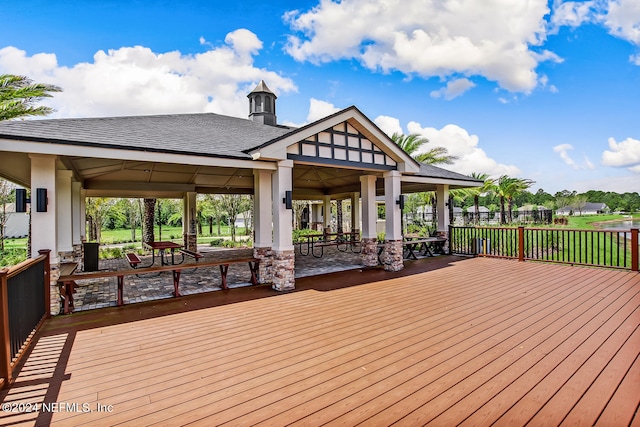 deck with a gazebo