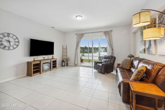 view of tiled living room