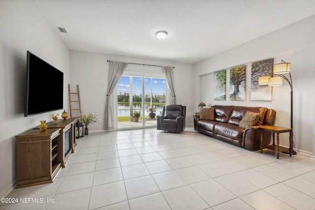 view of tiled living room