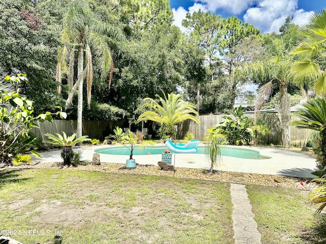 view of pool featuring a fenced backyard and a fenced in pool