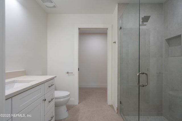 411 Royal Rd, Saint Augustine South, FL 32086 - full bathroom with vanity, a shower stall, and tile patterned floors