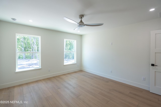 411 Royal Rd, Saint Augustine South, FL 32086 - empty room featuring ceiling fan, light wood-type flooring, and recessed lighting