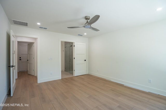 411 Royal Rd, Saint Augustine South, FL 32086 - unfurnished bedroom with light wood finished floors, recessed lighting, and a ceiling fan