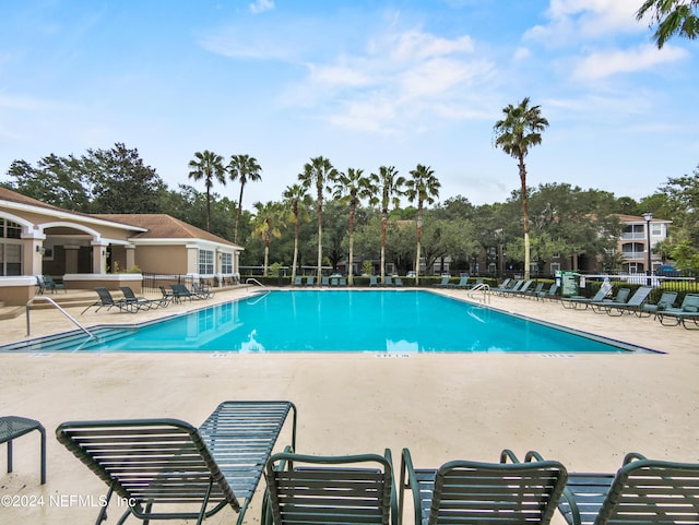 view of pool featuring a patio