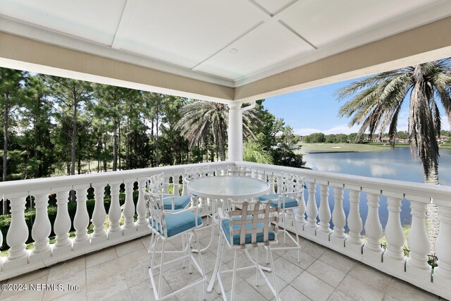 balcony with a water view