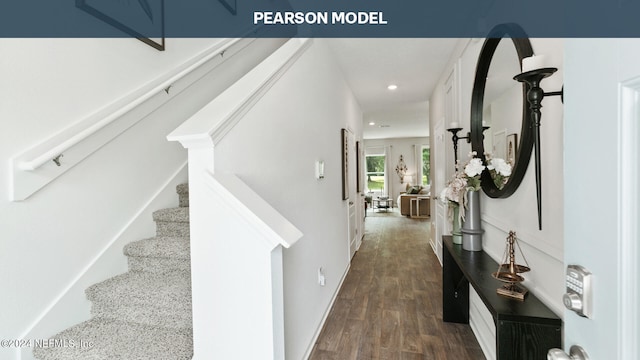 interior space featuring wood finished floors and recessed lighting