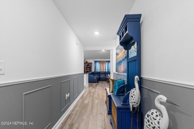 hall featuring light hardwood / wood-style flooring