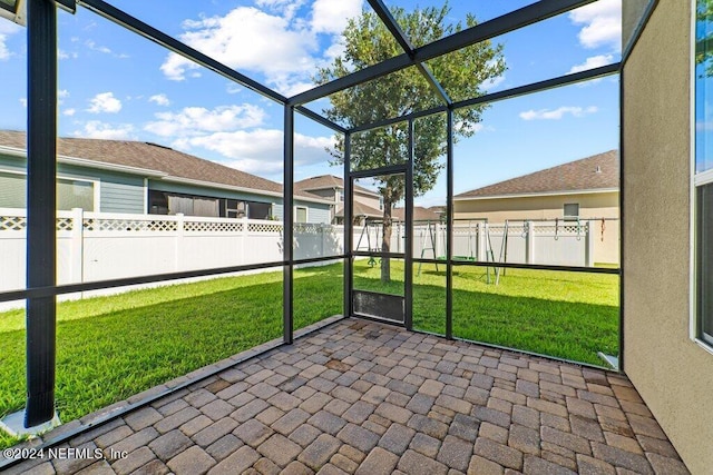 view of unfurnished sunroom