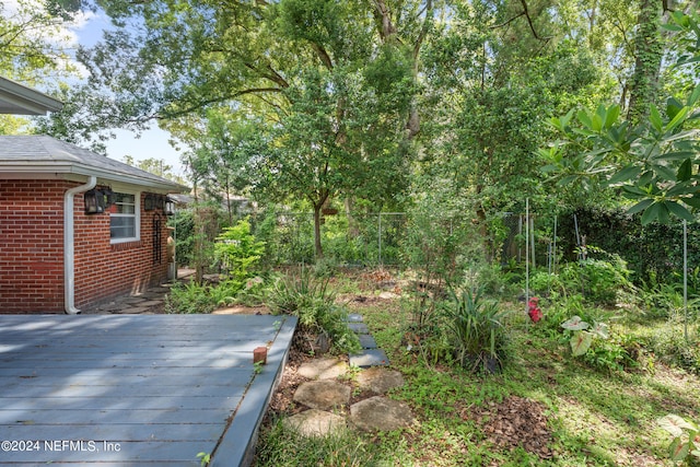 view of yard with a deck