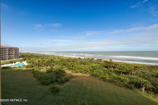 view of water feature with a view of the beach