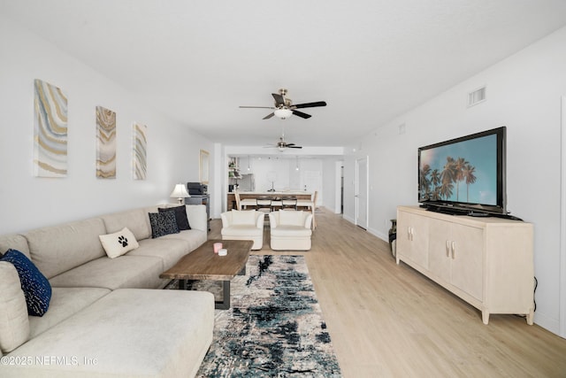 living room with light wood-type flooring