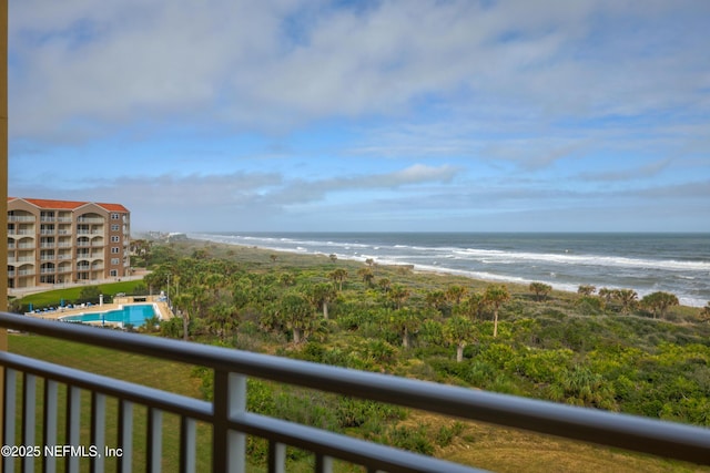 view of water feature featuring a beach view