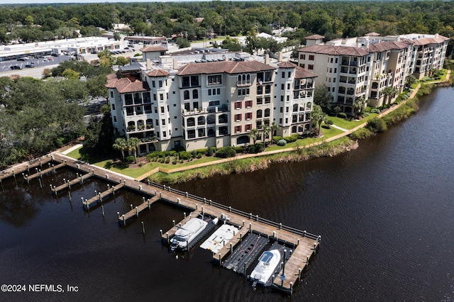 bird's eye view featuring a water view