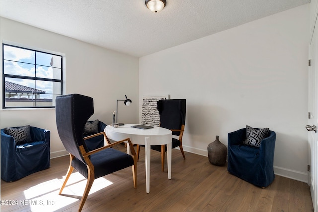 office featuring a textured ceiling and wood-type flooring