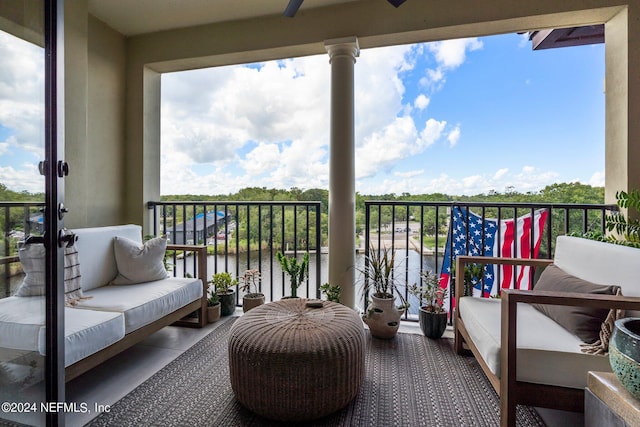 balcony featuring outdoor lounge area