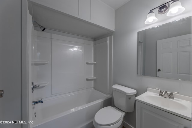 full bathroom featuring vanity, toilet, and tub / shower combination