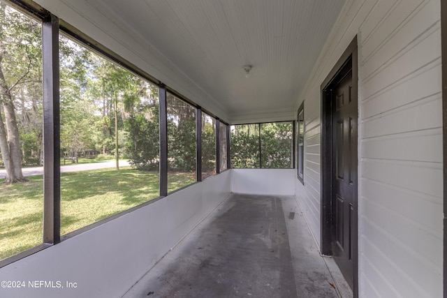 view of unfurnished sunroom