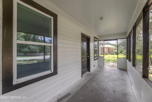 view of unfurnished sunroom