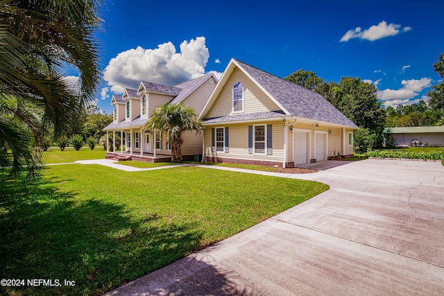 view of front of house with a front yard and a porch