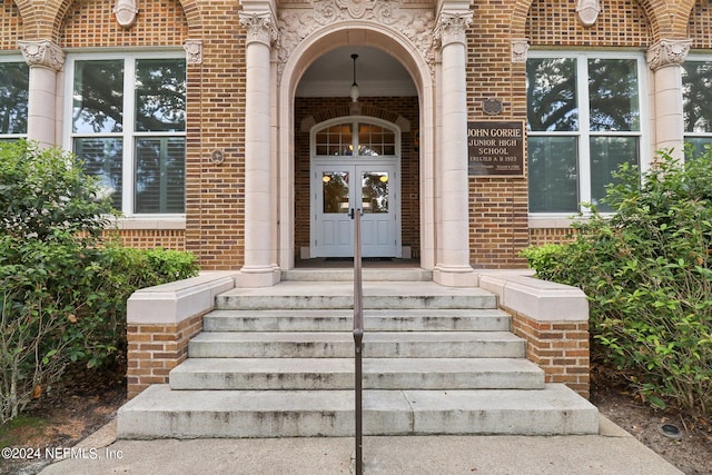 view of exterior entry with french doors