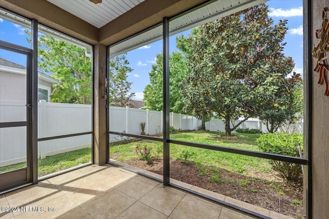 view of unfurnished sunroom