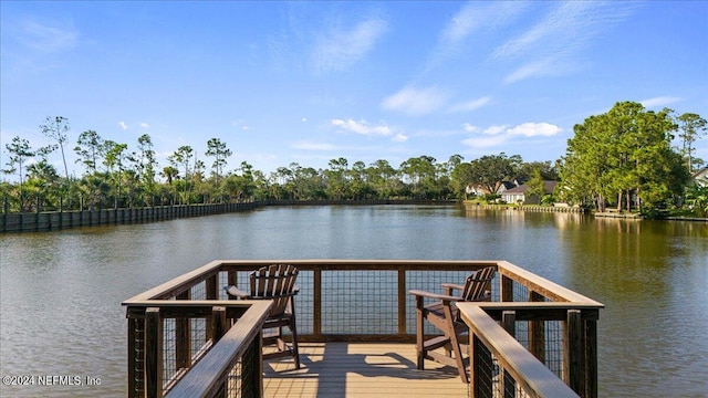 view of dock featuring a water view