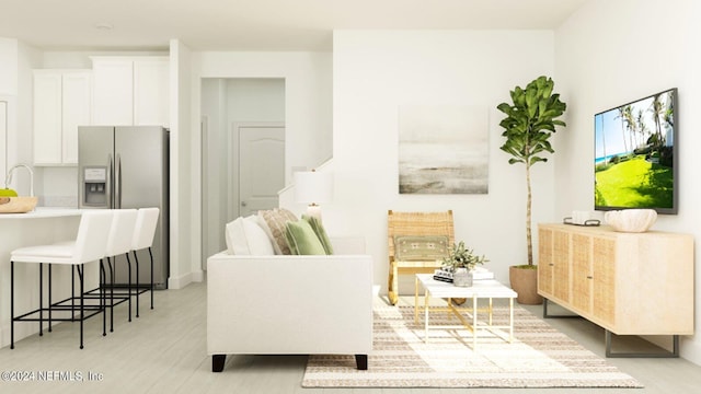 living room featuring light hardwood / wood-style flooring