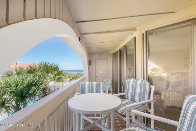 balcony with a water view