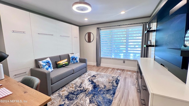 living room featuring light wood-type flooring