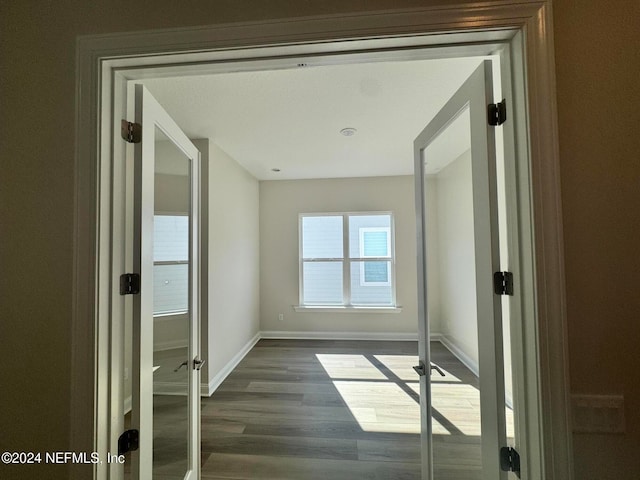 interior space featuring dark wood-type flooring