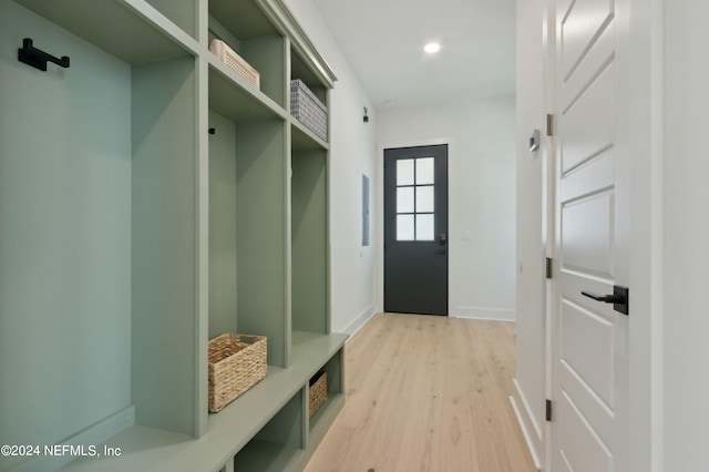 mudroom with light wood-type flooring