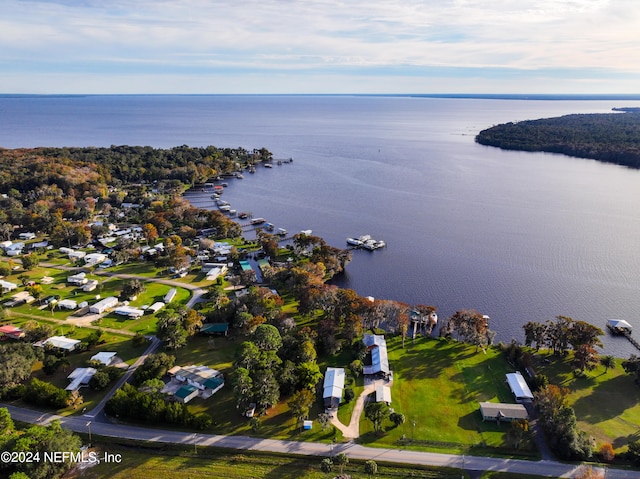 bird's eye view featuring a water view