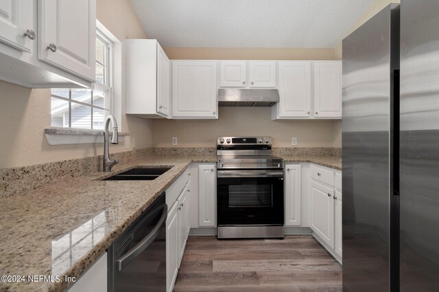 kitchen featuring white cabinets, stainless steel appliances, and sink