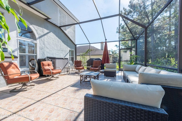 2518 Willow Creek Dr, Fleming Island, FL 32003 - view of patio featuring glass enclosure and an outdoor living space